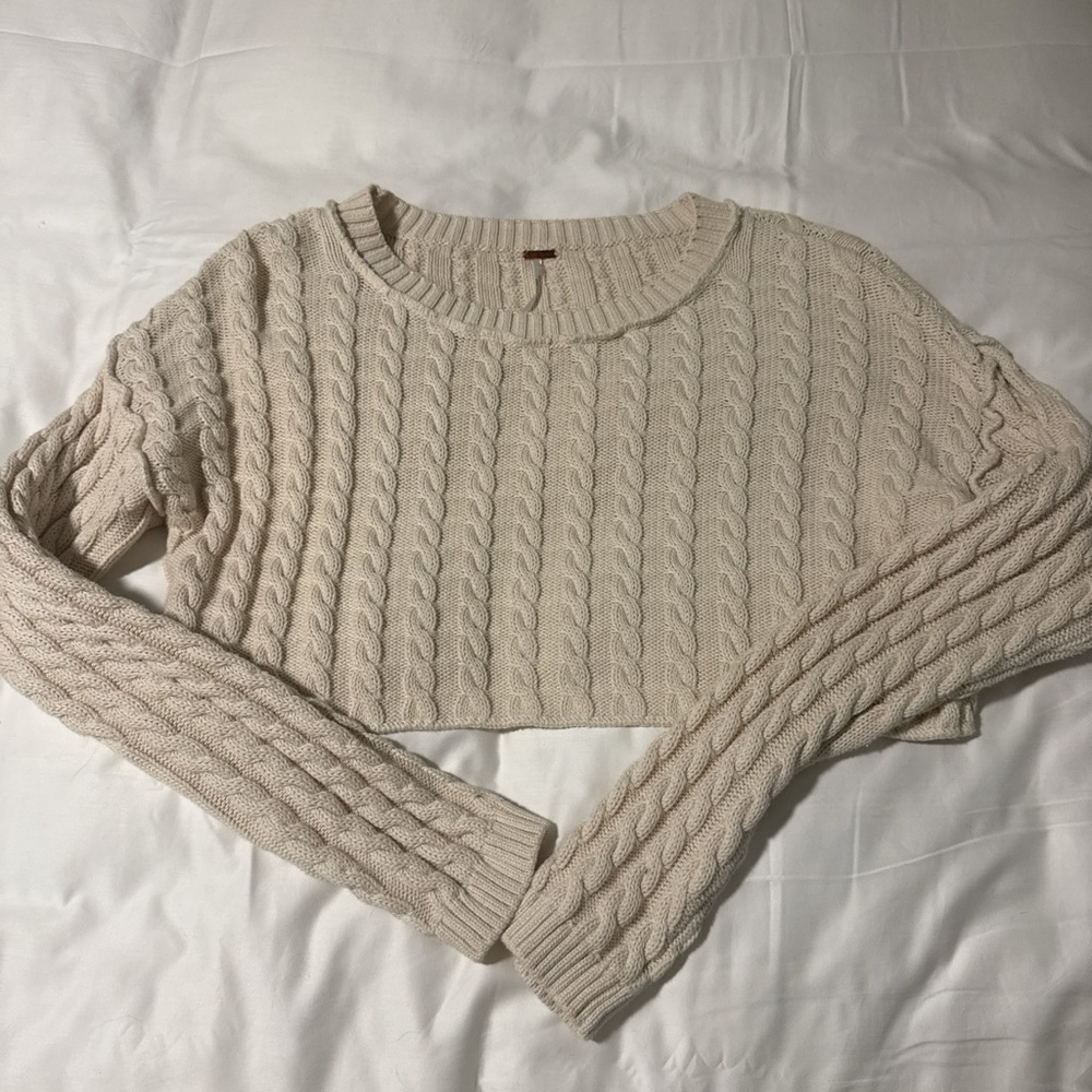Free People Cream Cable Knit Sweater